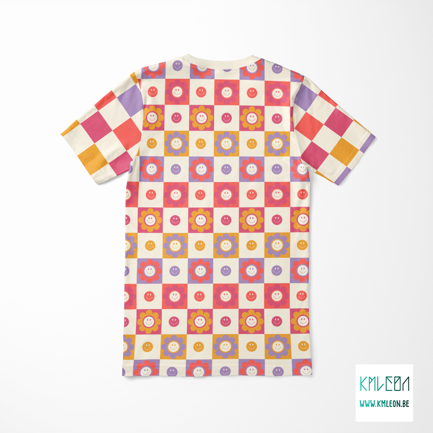 Smileys en bloemen knip en stik t-shirt ©