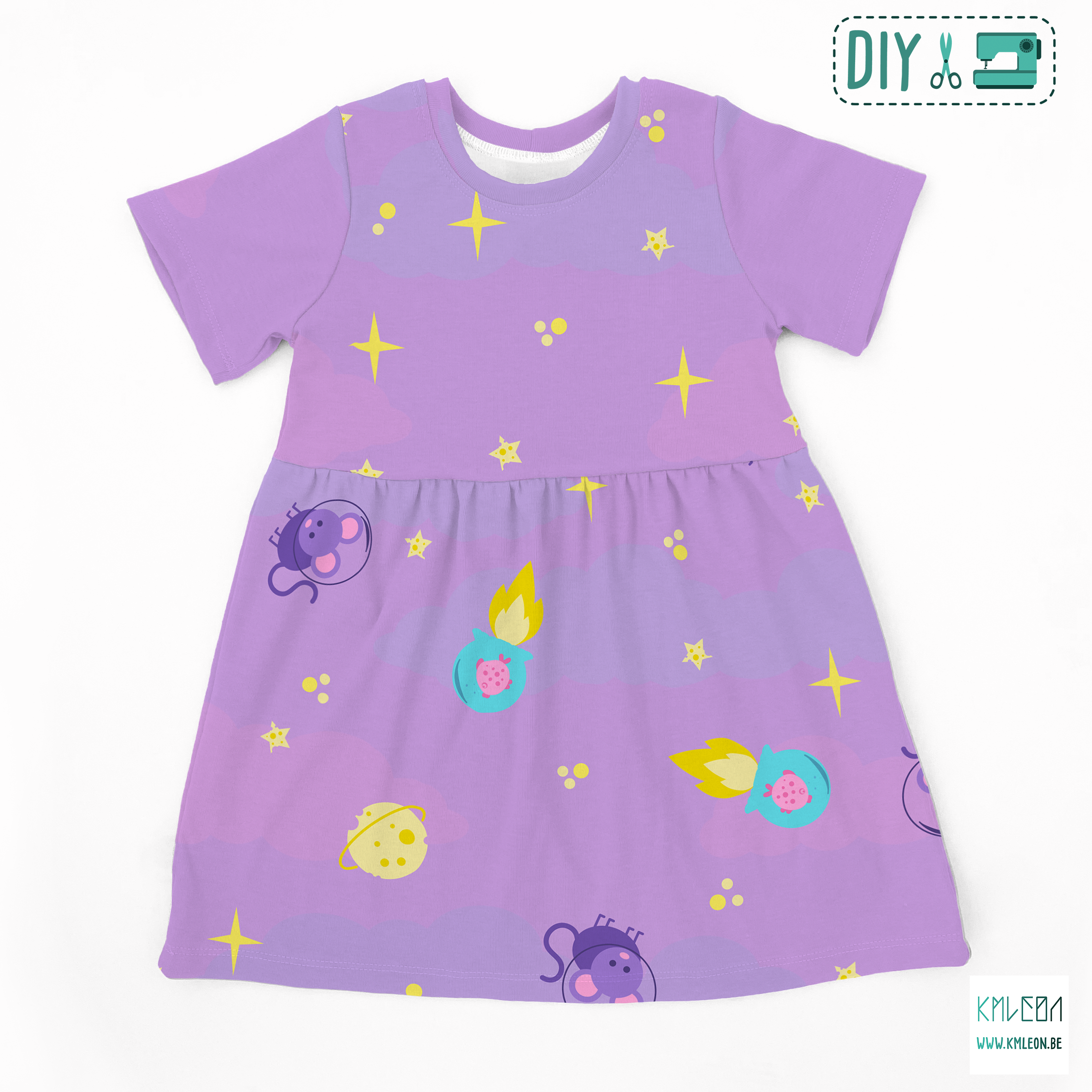 Ruimtemuizen en ruimtevissen knip en stik kleedje ©