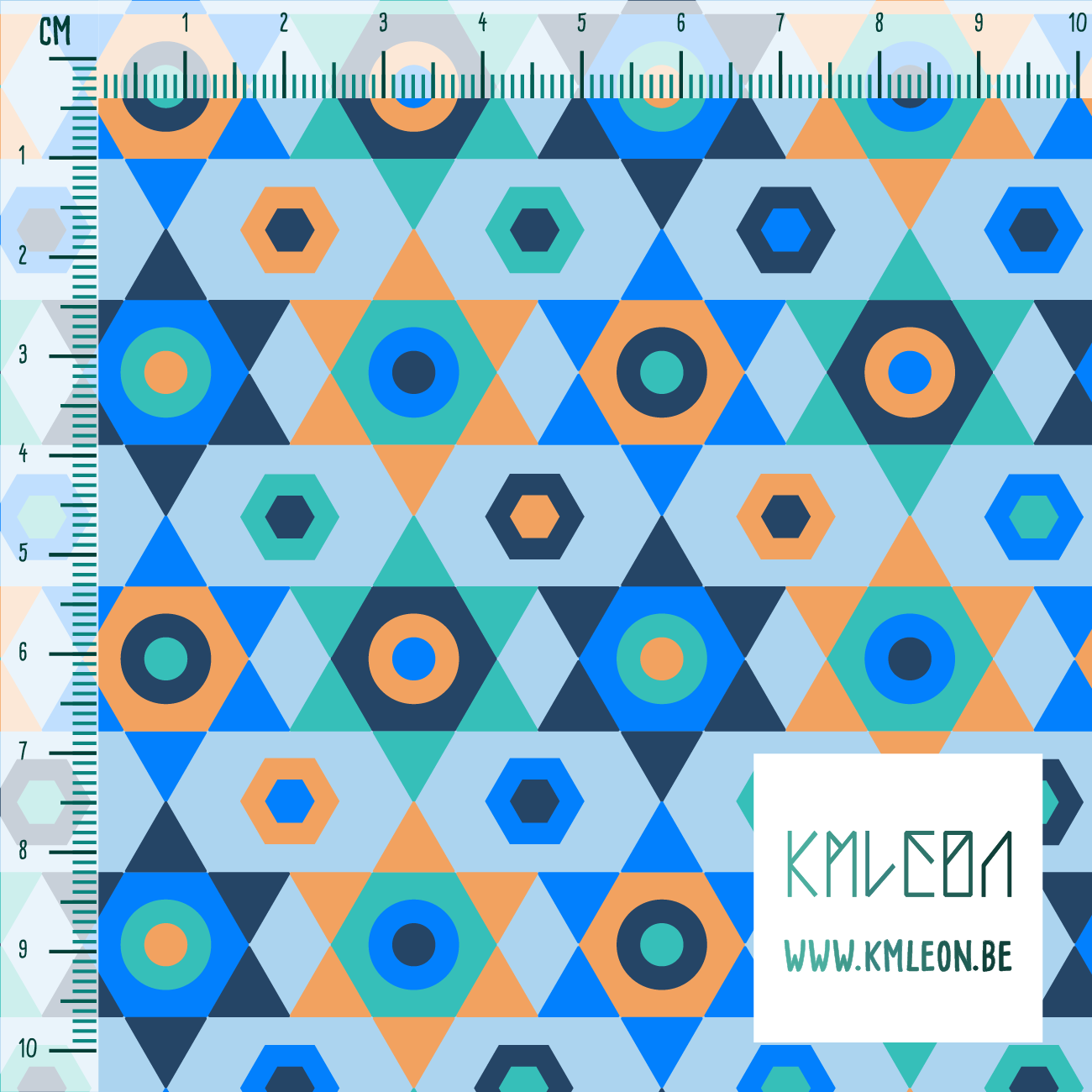 Blauwgroene, blauwe, donkerblauwe en oranje sterren stof