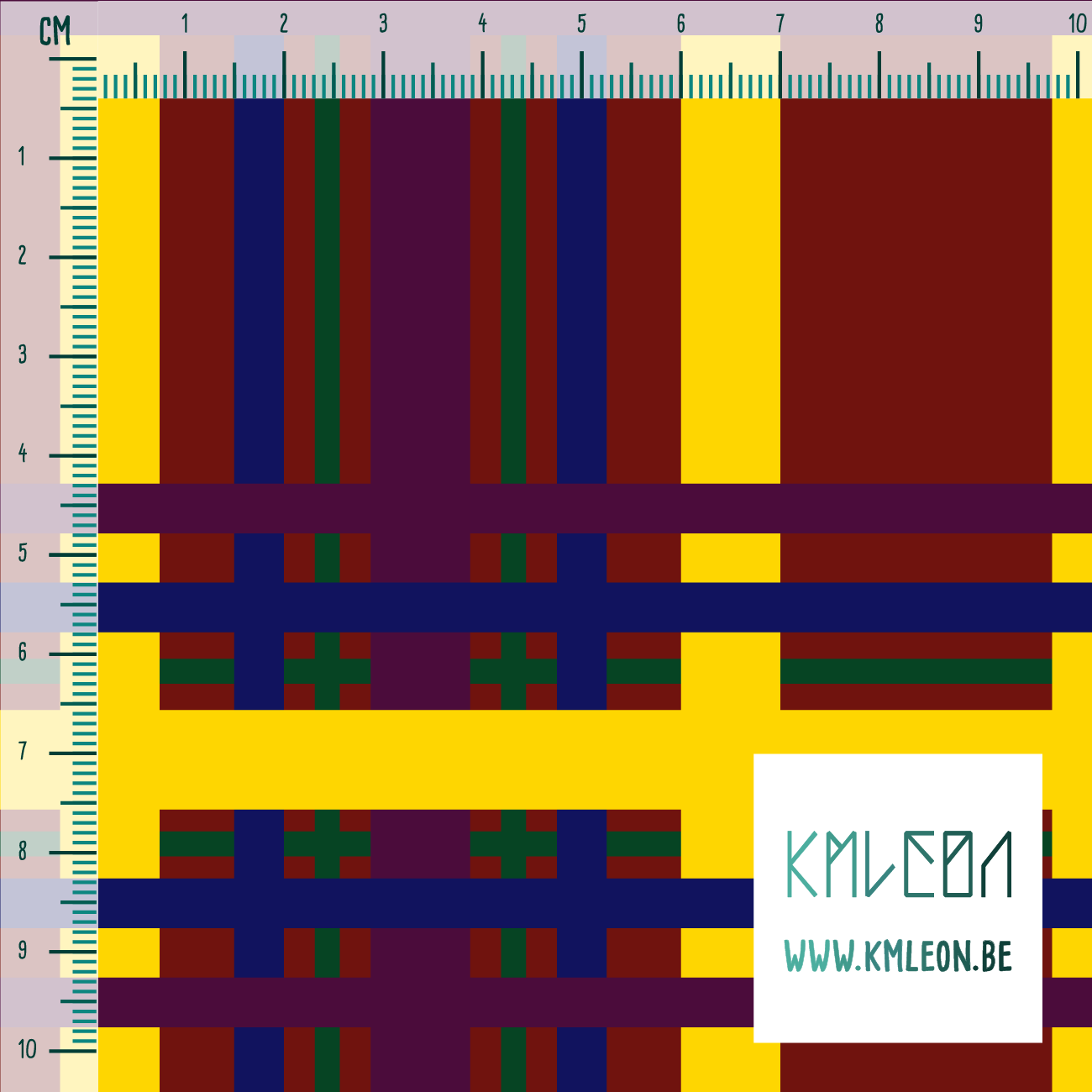 Gele, blauwe, oranje en paarse ruiten stof