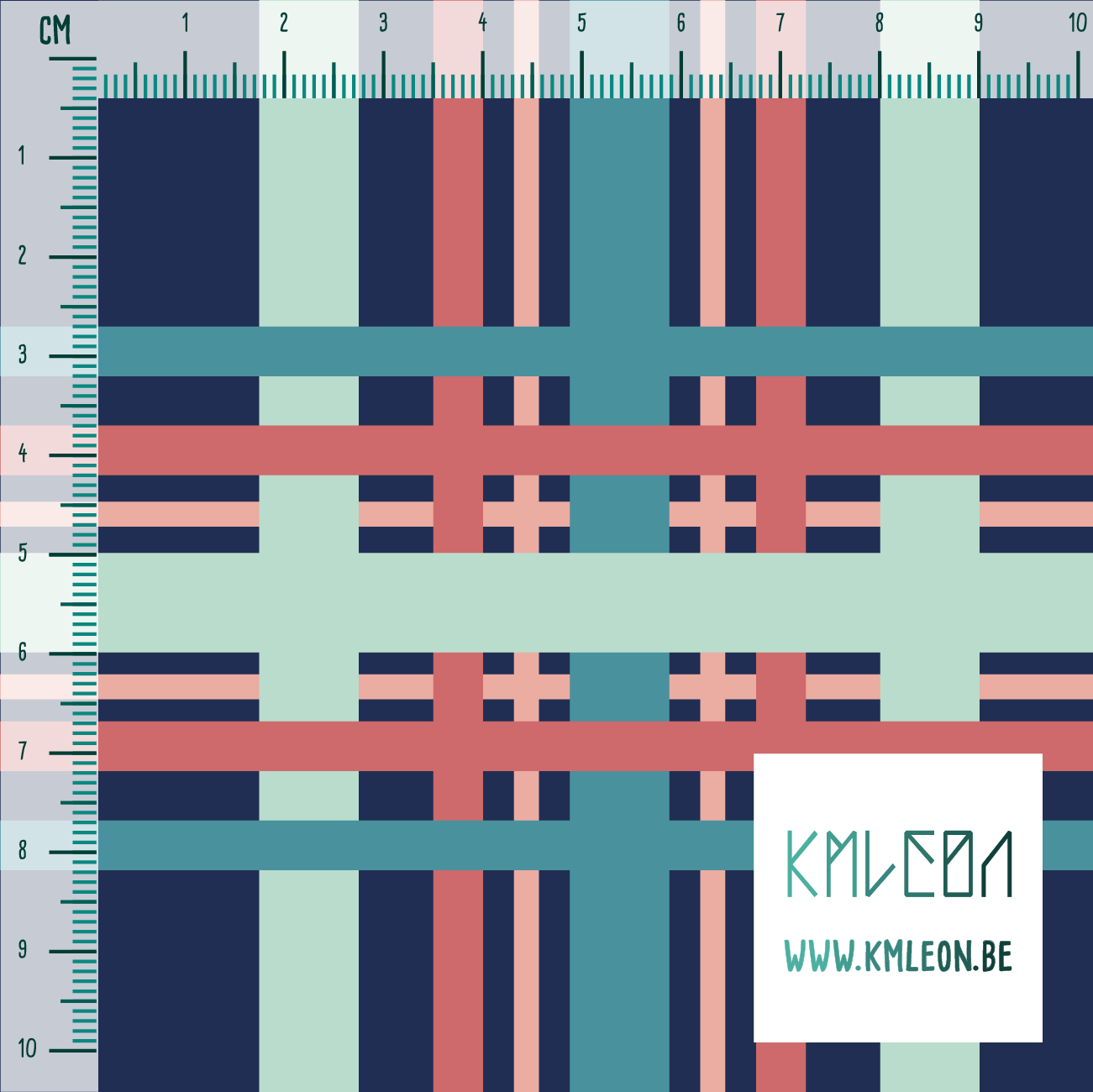 Roze, blauwgroene en muntgroene ruiten stof