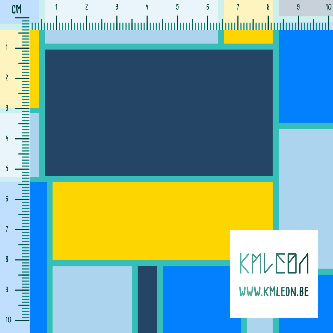 Donkerblauwe, gele en blauwe rechthoeken stof