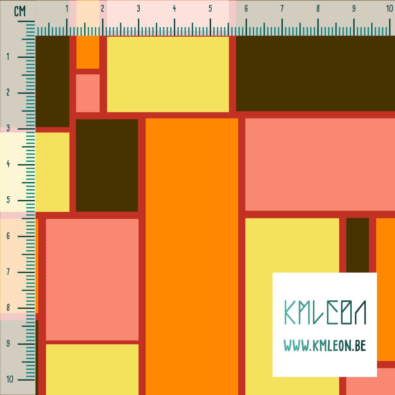 Gele, oranje, roze en bruine rechthoeken stof