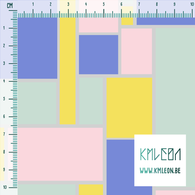 Roze, muntgroene, gele en blauwpaarse rechthoeken stof