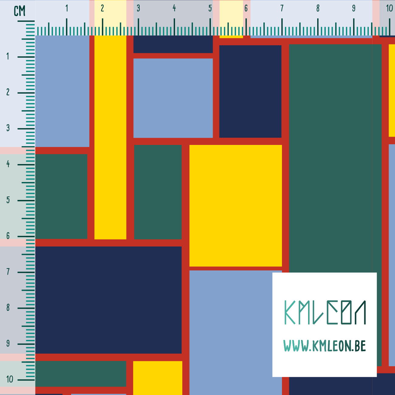 Rode, gele, groene en blauwe rechthoeken stof