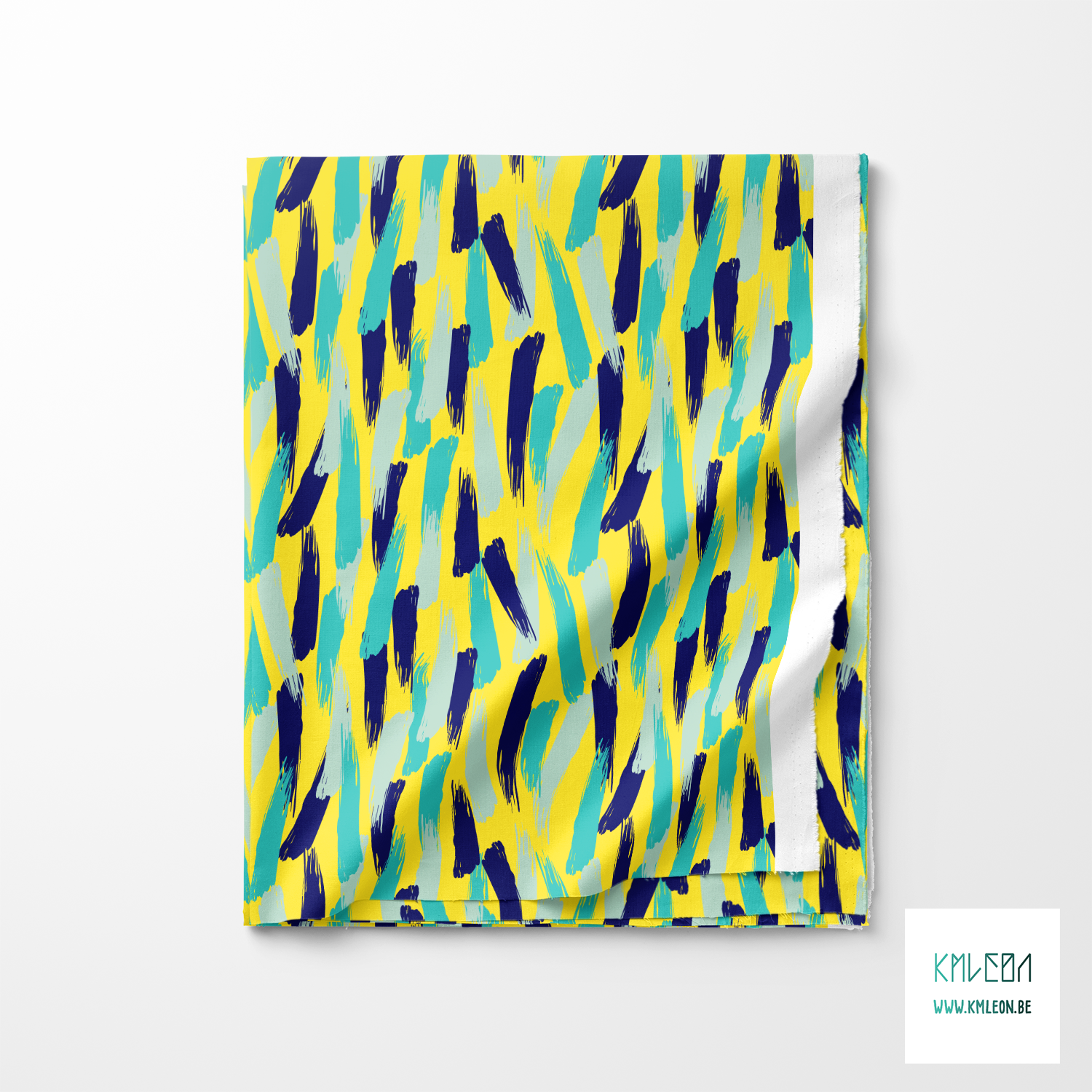 Blauwe, blauwgroene en muntgroene penseelstreken stof