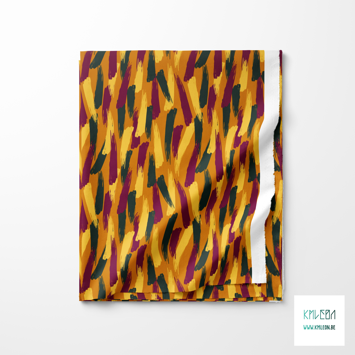 Groene, gele en paarse penseelstreken stof