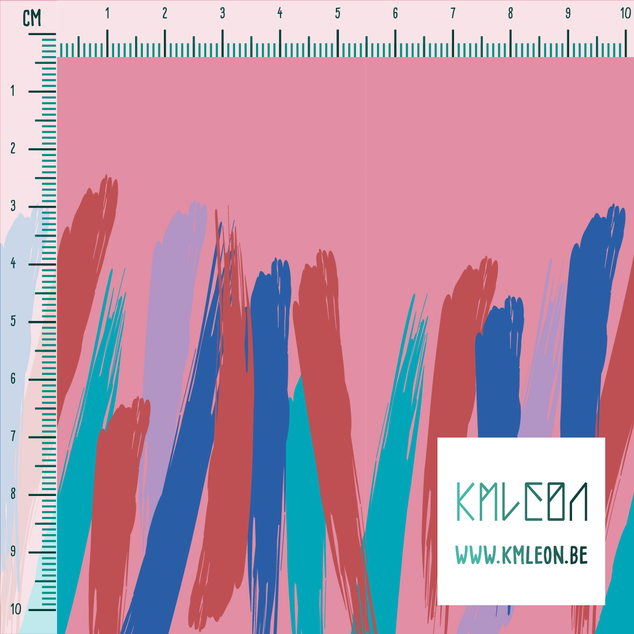 Paarse, blauwe, blauwgroene en rode penseelstreken stof