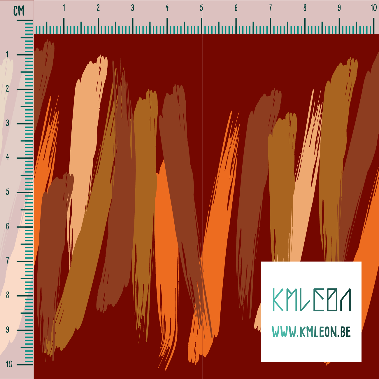 Oranje, beige en bruine penseelstreken stof