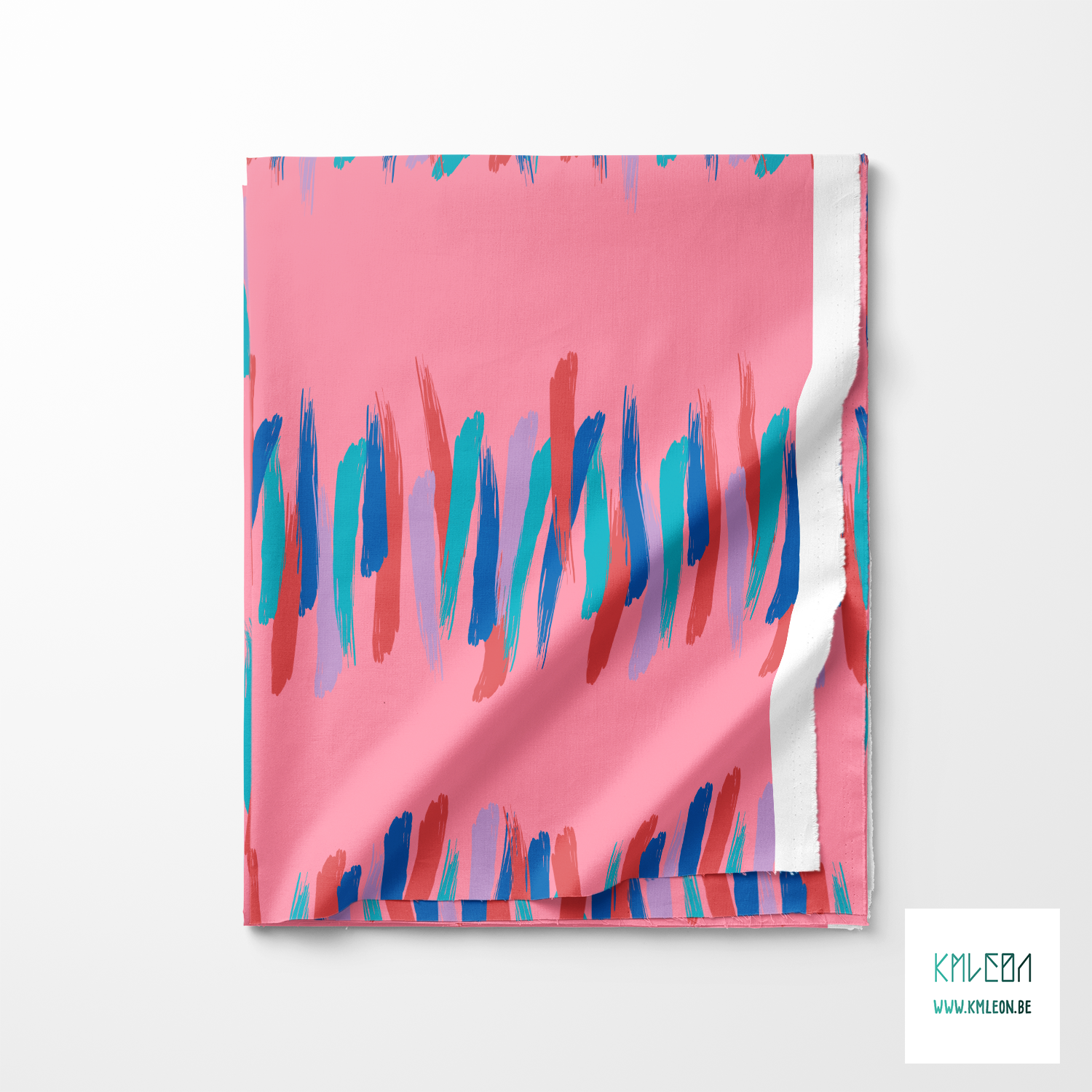 Paarse, blauwe, blauwgroene en rode penseelstreken stof