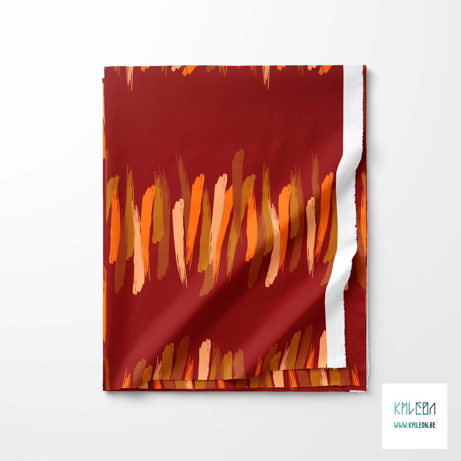 Oranje, beige en bruine penseelstreken stof