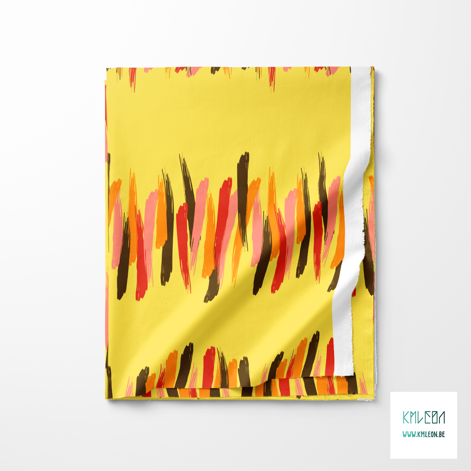 Oranje, roze, rode en bruine penseelstreken stof