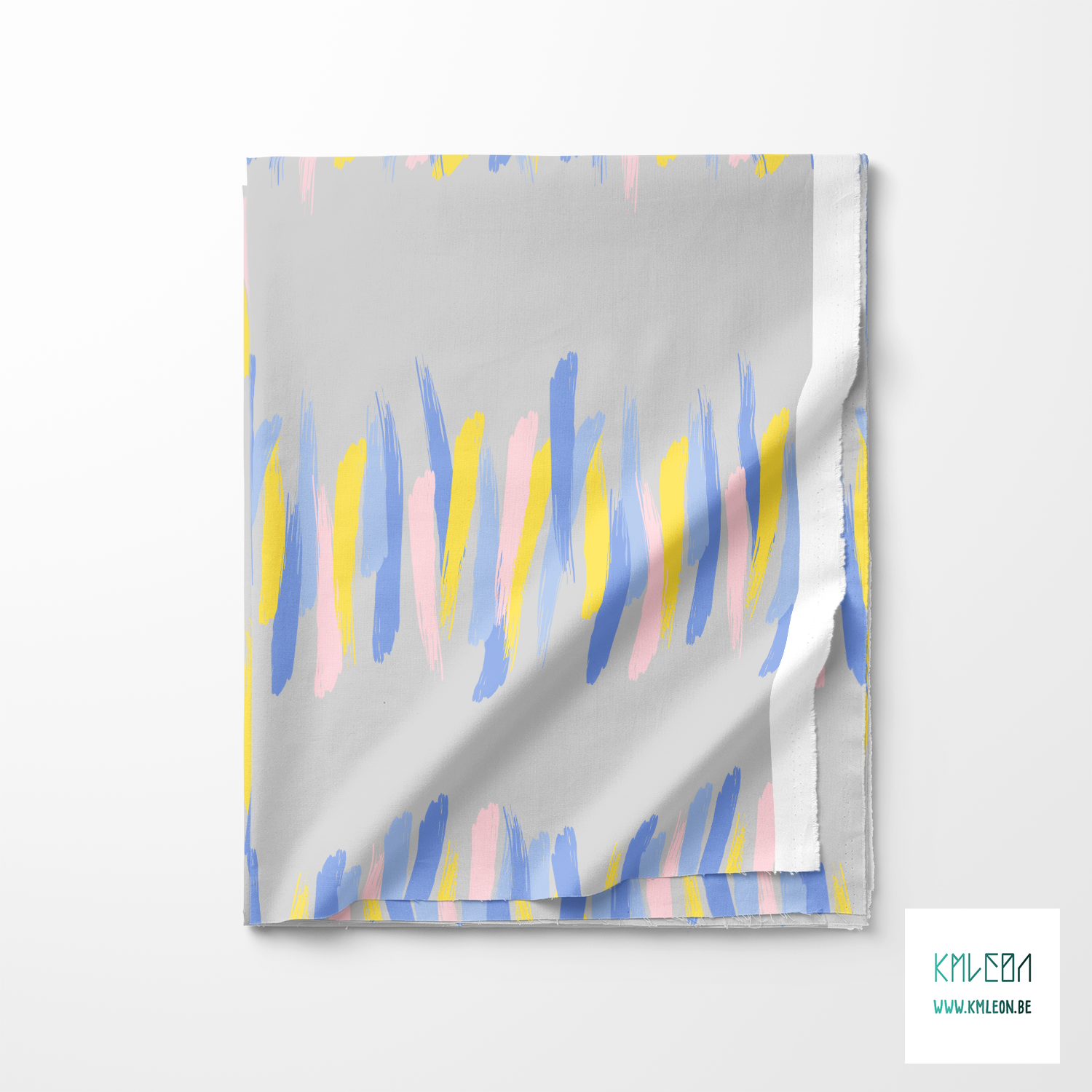 Gele, roze en blauwpaarse penseelstreken stof