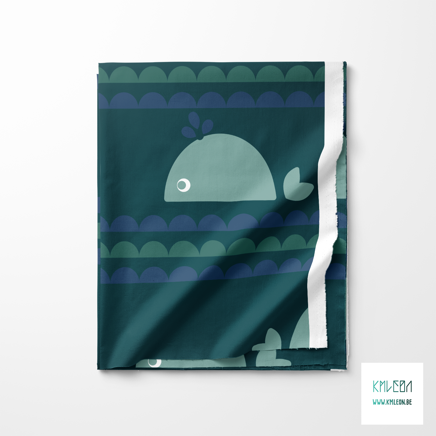 Walvissen en golven stof (Grote schaal)