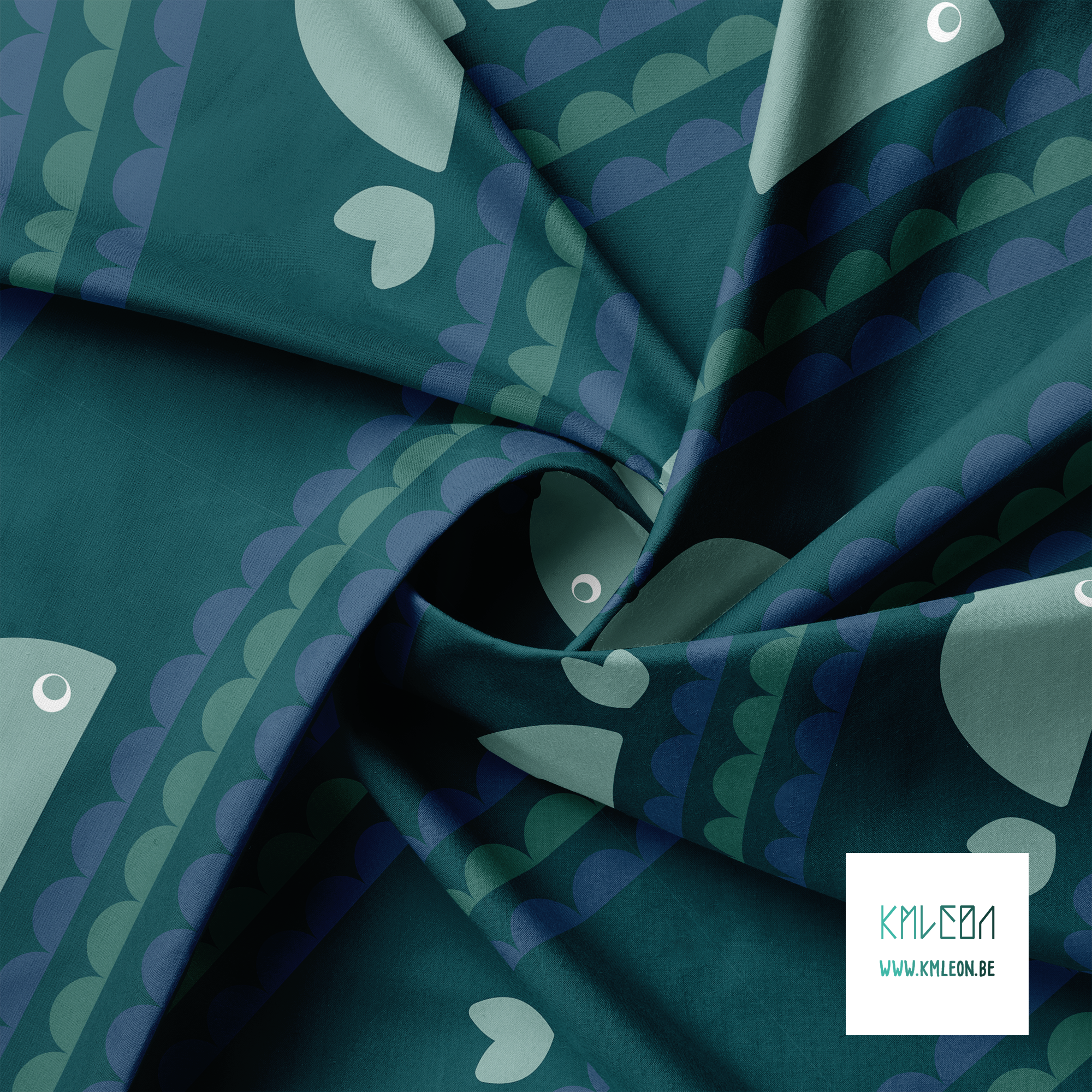 Walvissen en golven stof (Grote schaal)