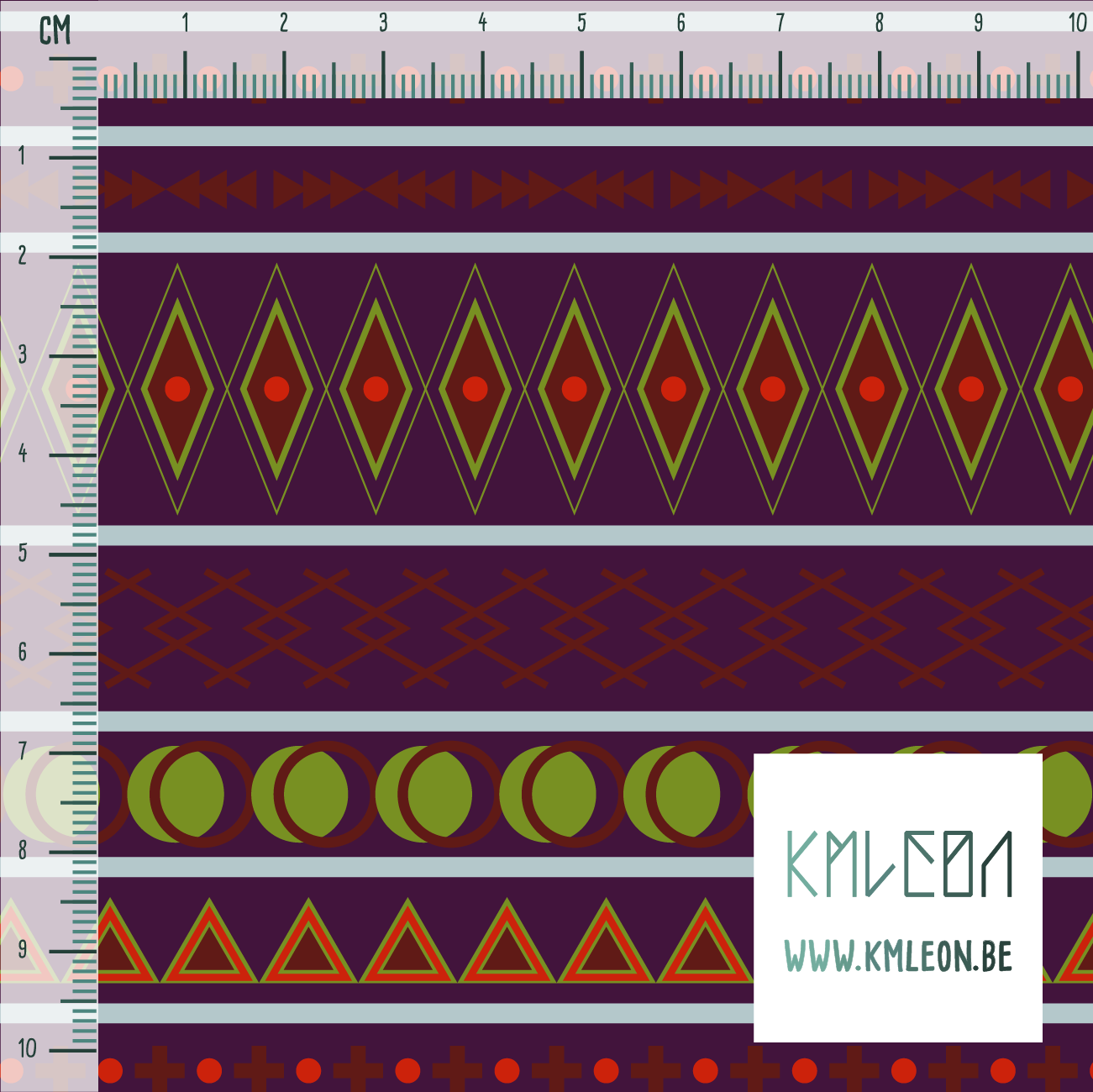 Geometrische vormen in rood, groen en blauw stof