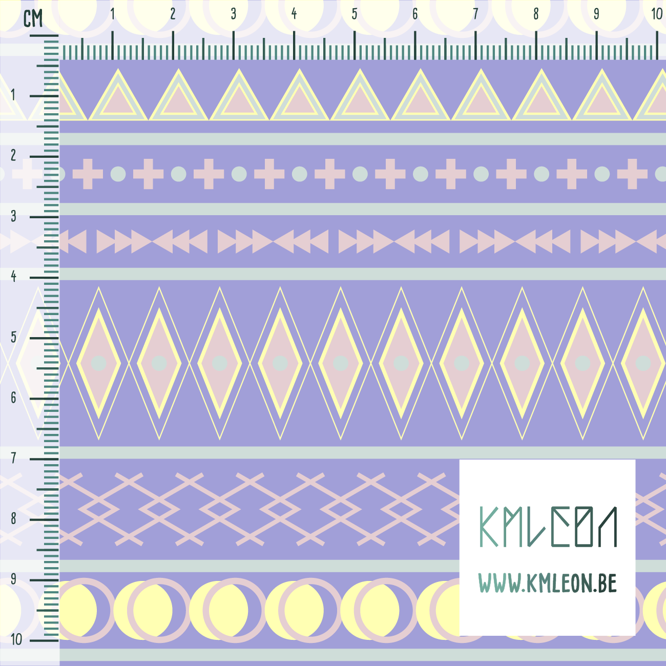 Geometrische vormen in geel, roze en groen stof