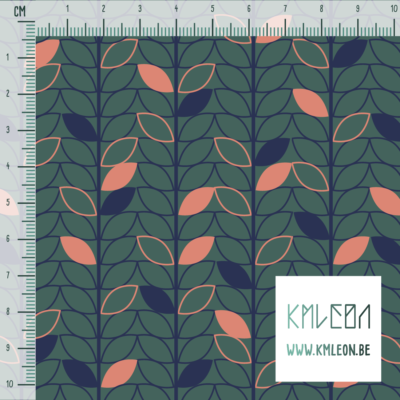 Koraalroze en blauwe blaadjes stof