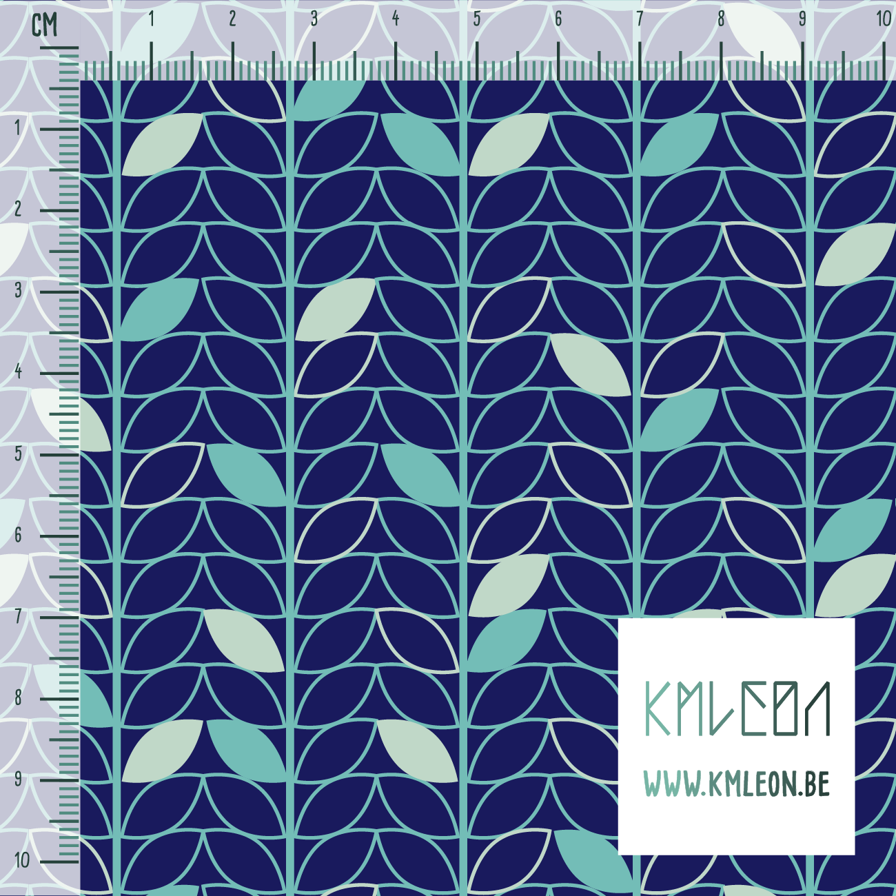 Blauwgroene blaadjes stof