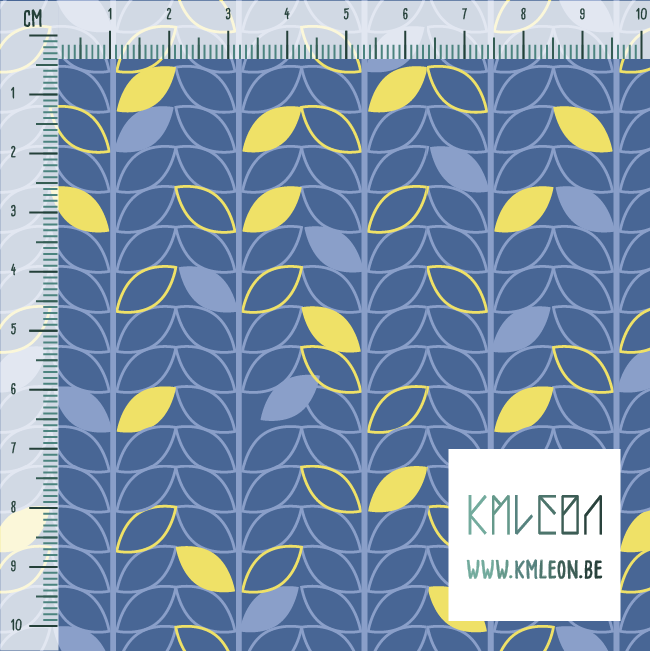 Blauwe en gele blaadjes stof
