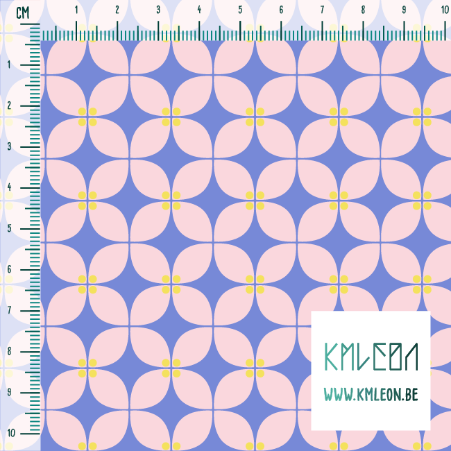 Roze en gele bloemen stof