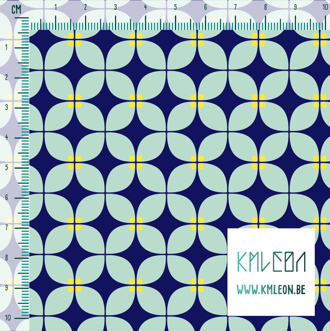 Blauwgroene en gele bloemen stof