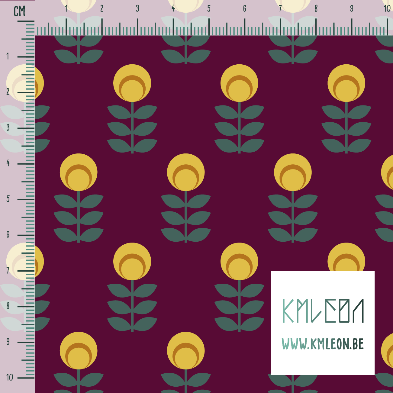 Gele en groene scandinavische bloemen stof