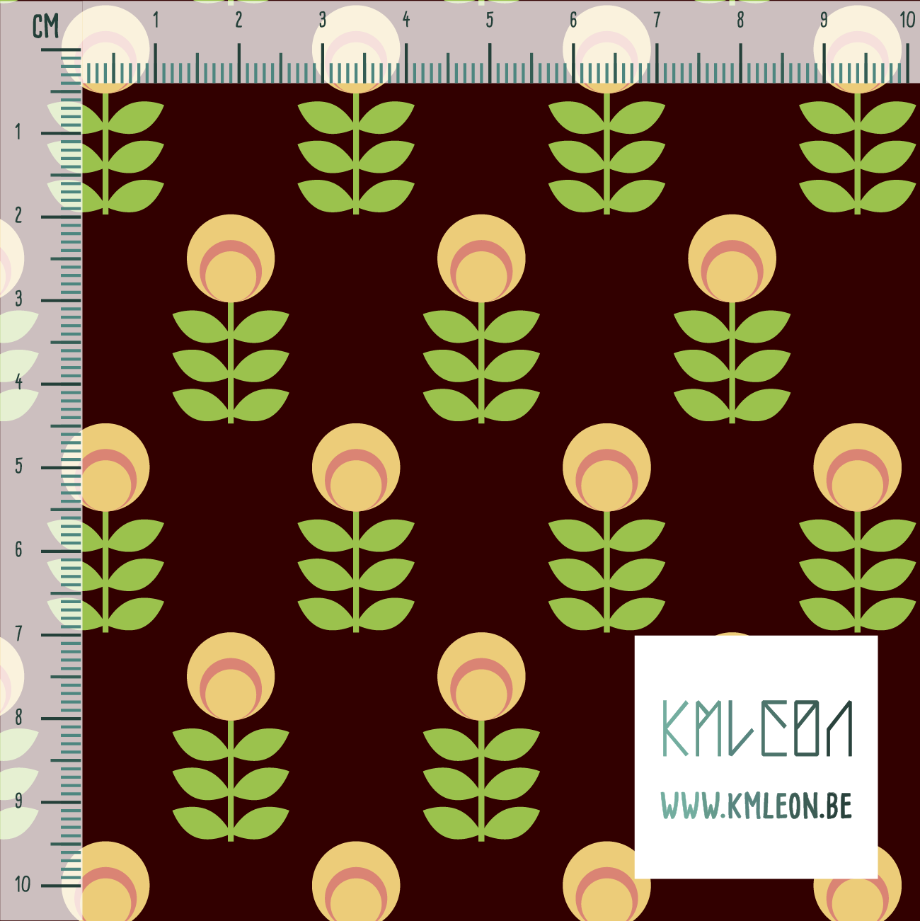 Gele en groene scandinavische bloemen stof