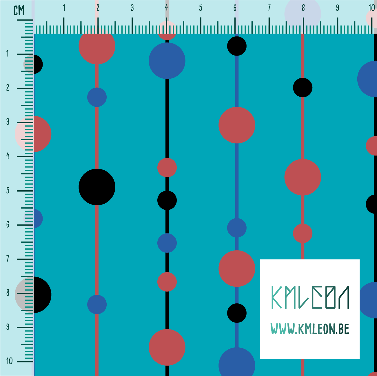 Blauwe, rode en zwarte parels op draadjes stof