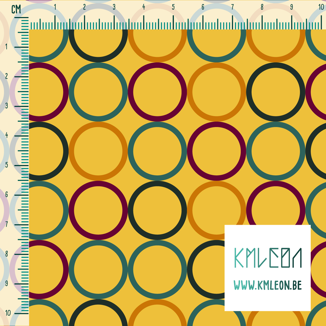 Willekeurige groene, oranje en paarse cirkels stof