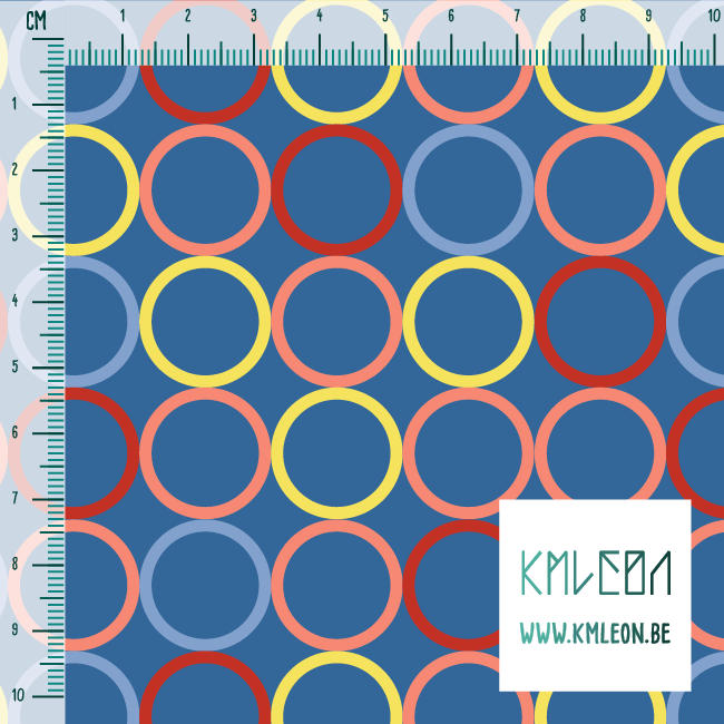 Willekeurige roze, rode, blauwe en gele cirkels stof