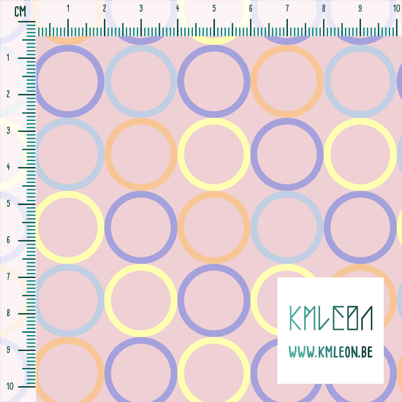 Willekeurige gele, oranje, blauwe en paarse cirkels stof