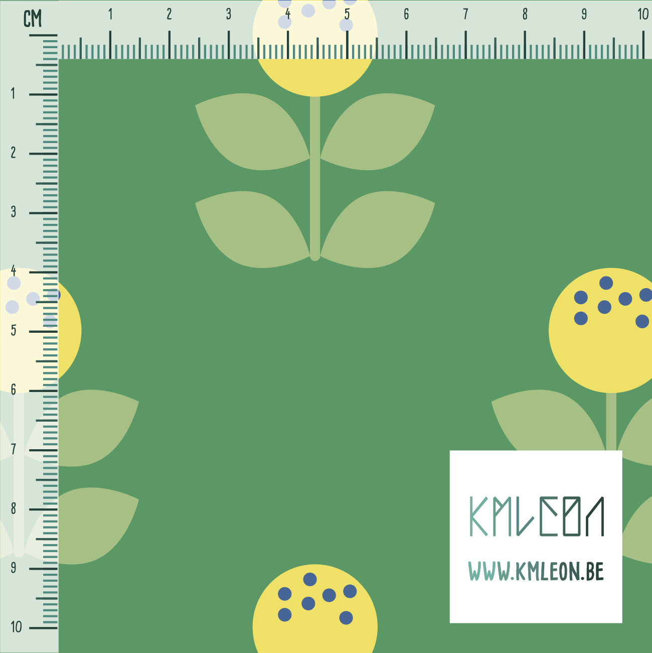 Grote gele en groene bloemen stof