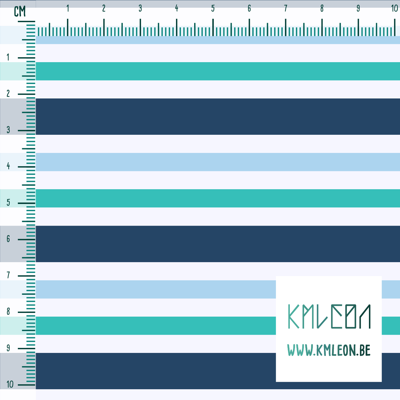 Horizontale strepen in blauwgroen, blauw en donkerblauw stof