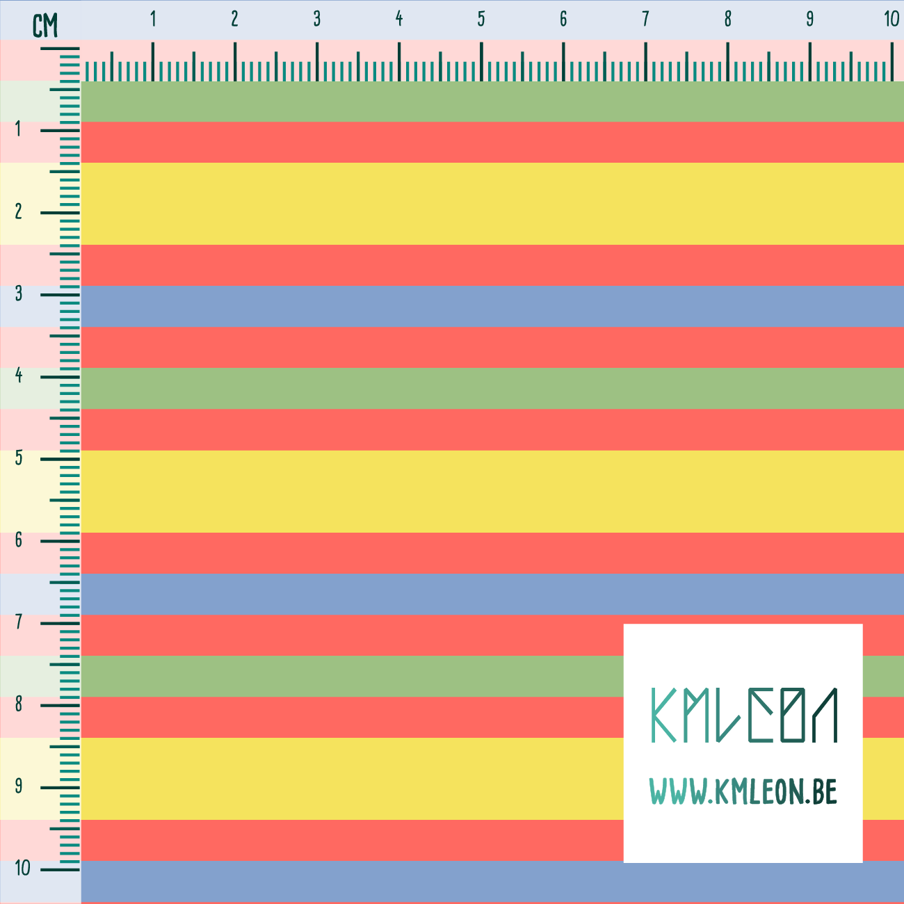 Horizontale strepen in geel, blauw en groen stof