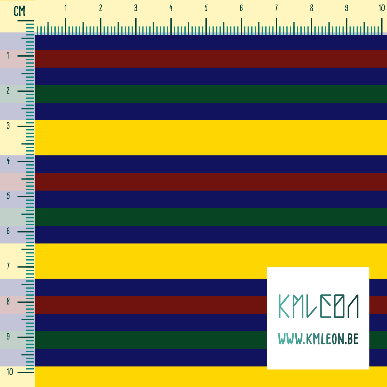 Horizontale strepen in geel, rood en groen stof