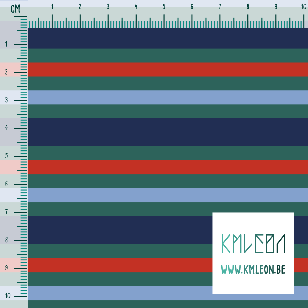 Horizontale strepen in blauw en rood stof