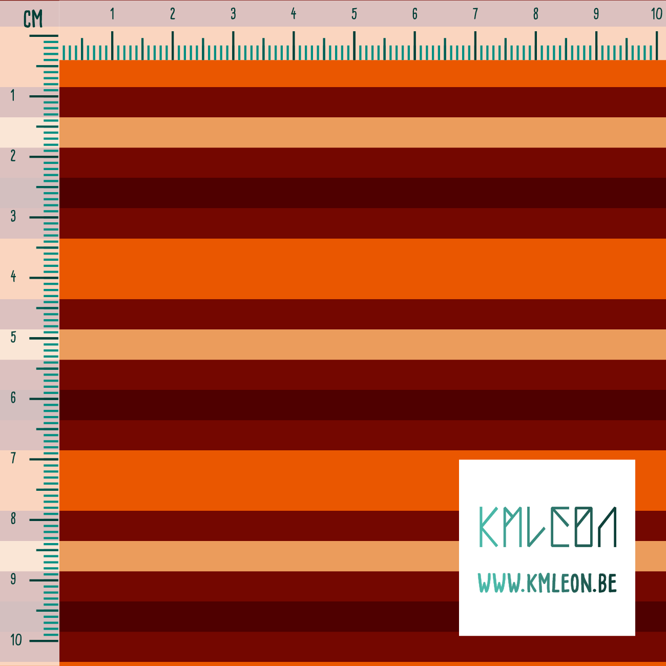 Horizontale strepen in oranje, beige en bruin stof