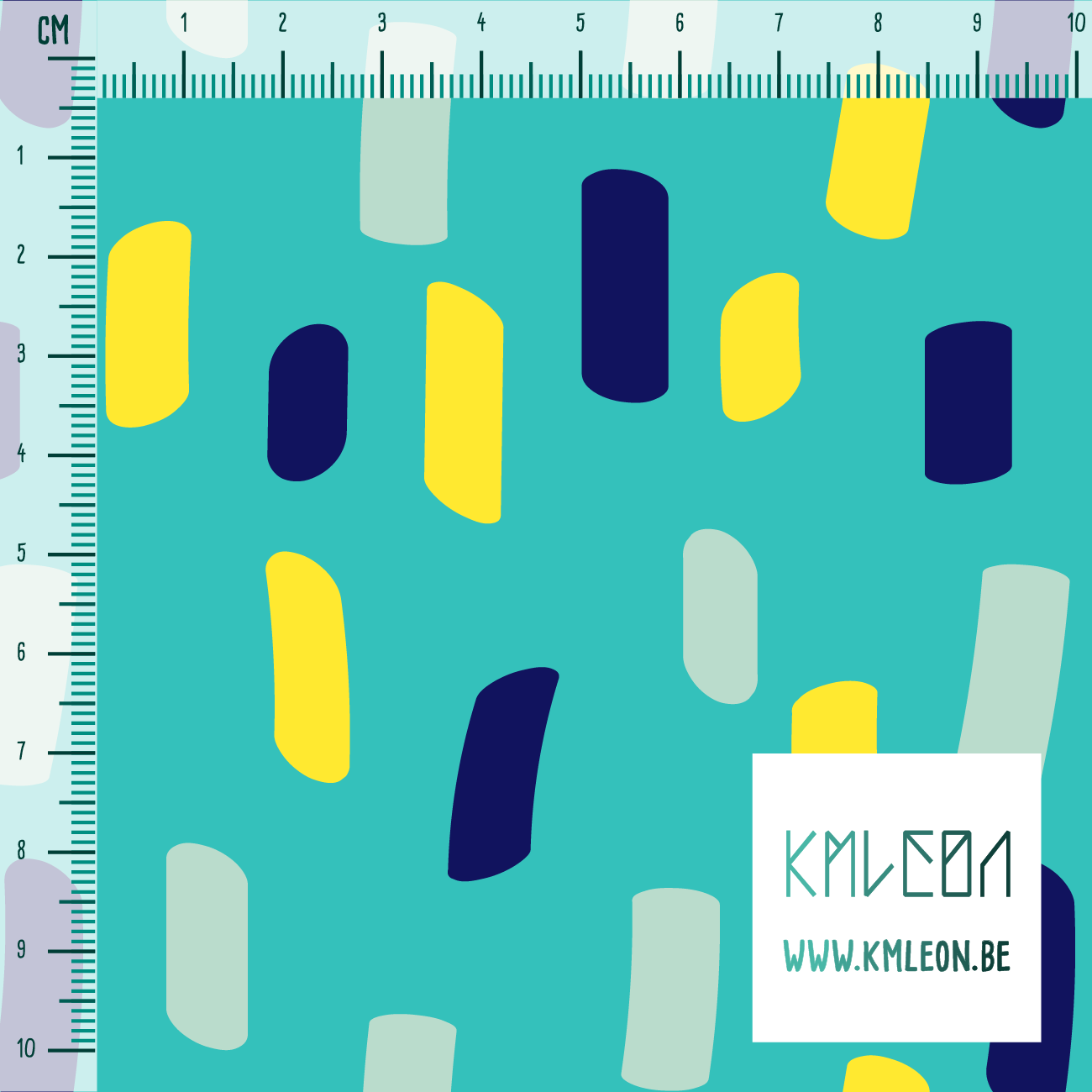 Blauwe, muntgroene en gele korte onregelmatige strepen stof