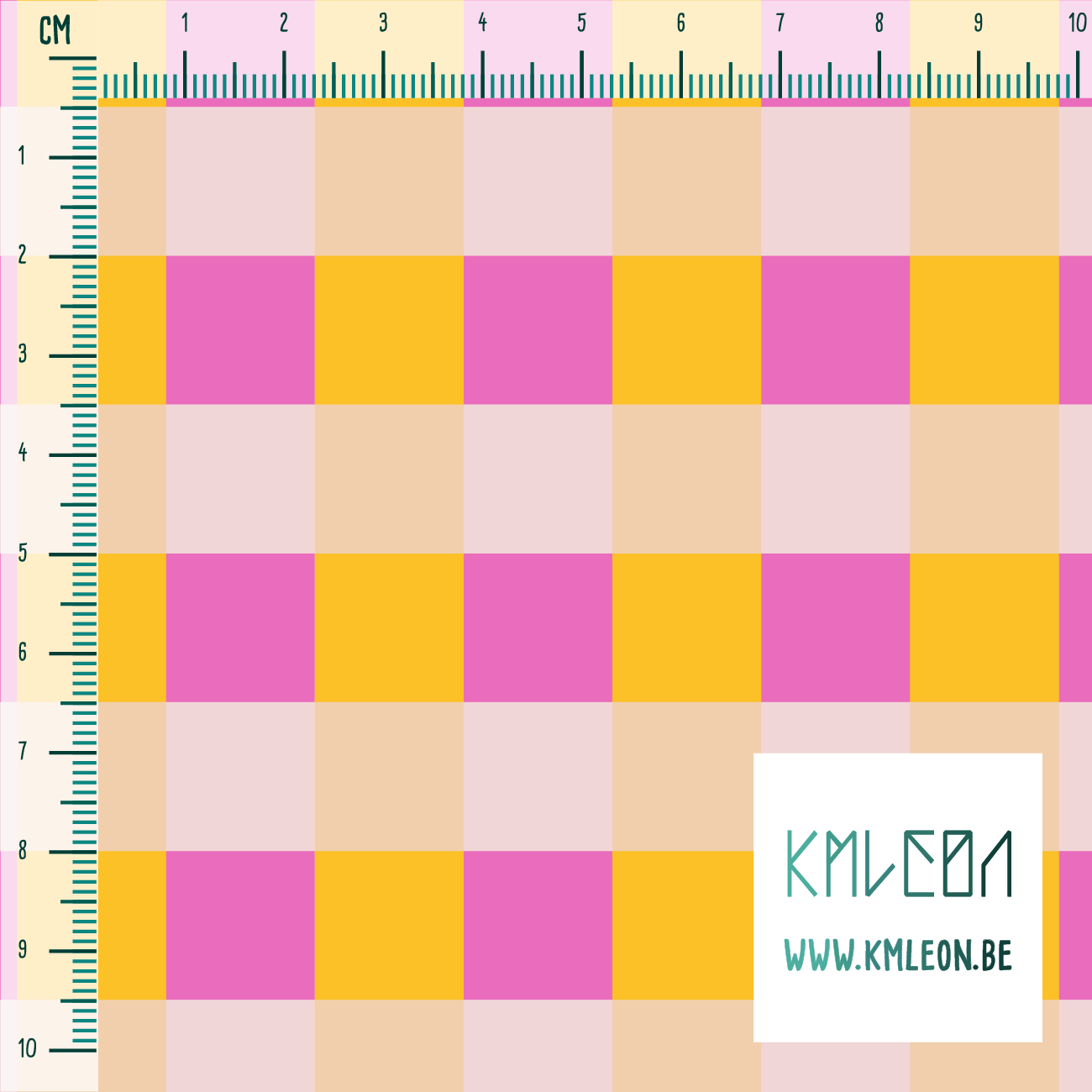 Roze en gele ruitjes stof