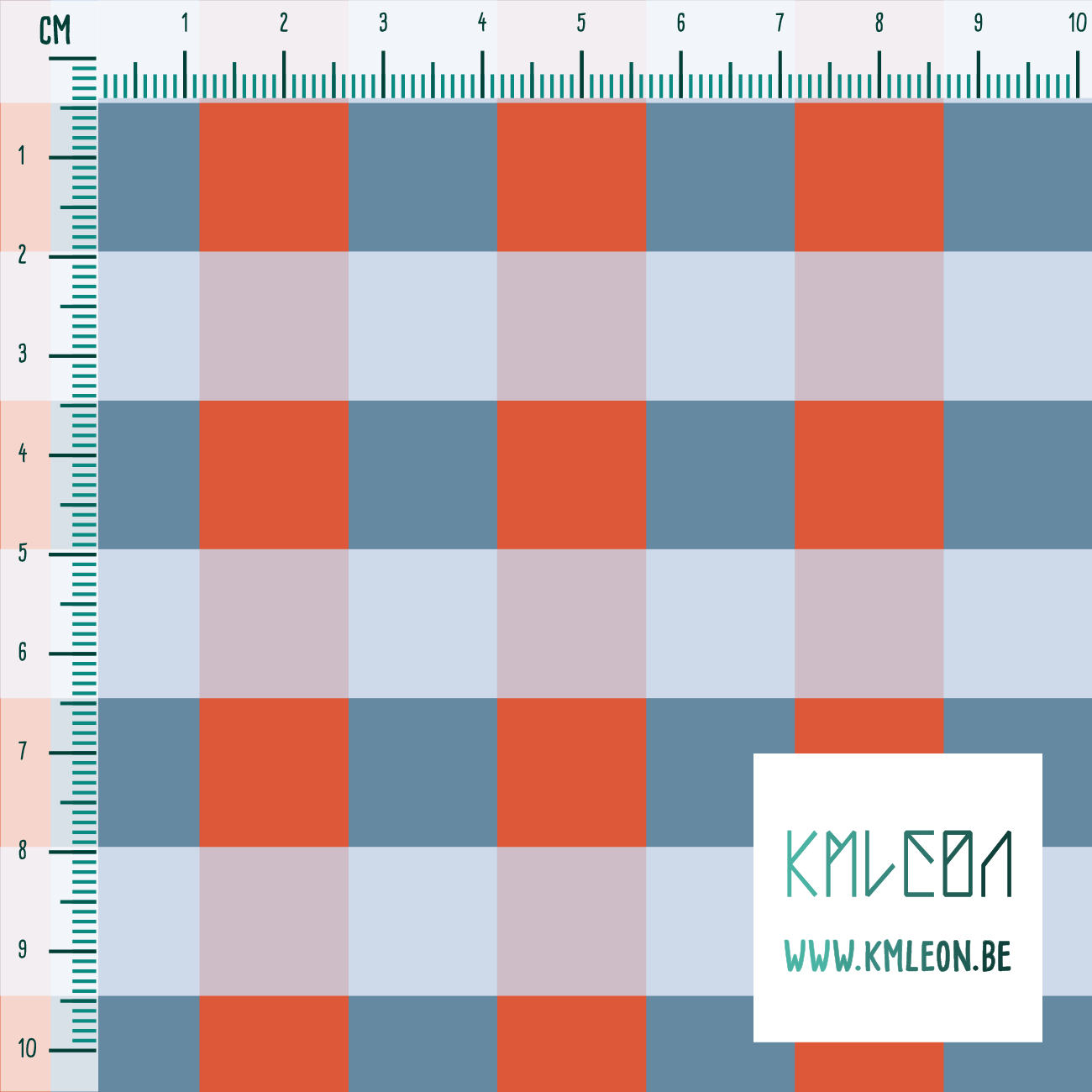 Blauwe en oranje ruitjes stof
