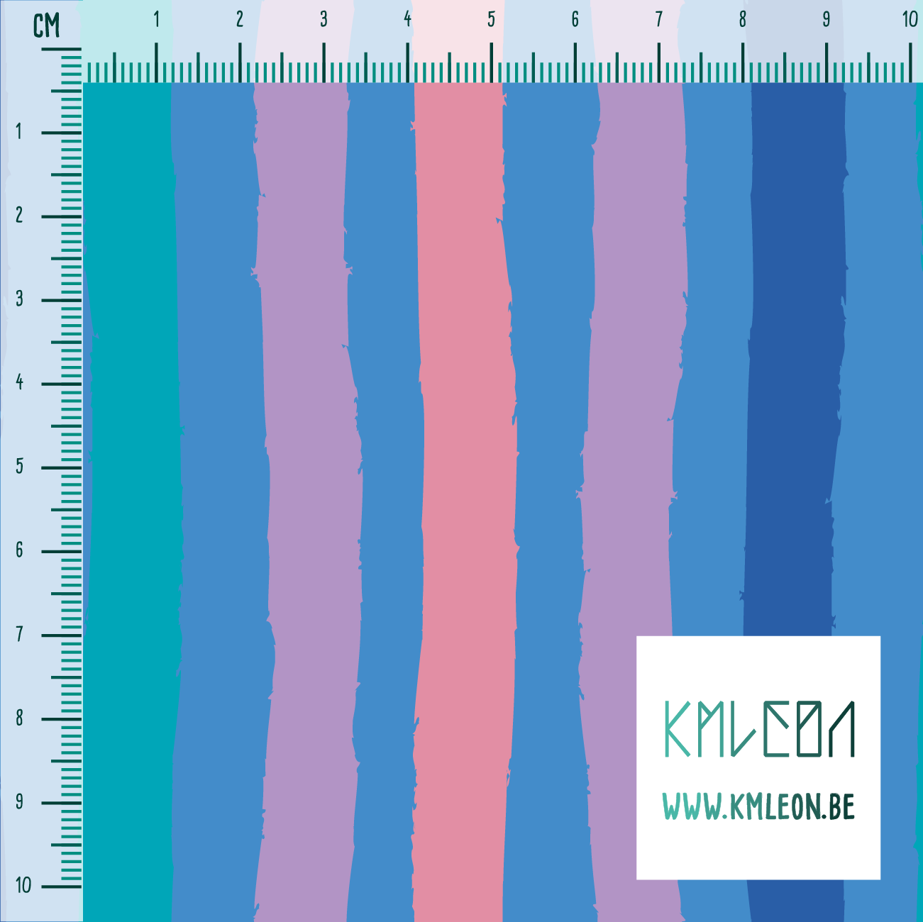 Roze, paarse, blauwgroene en blauwe strepen stof
