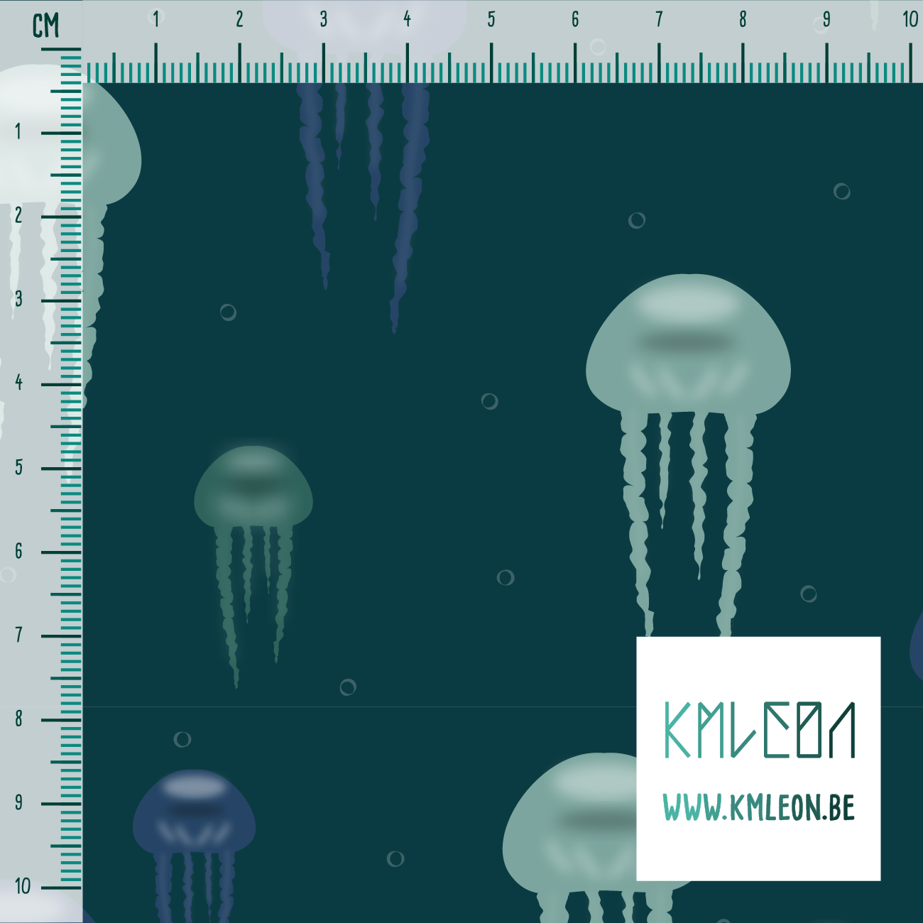 Groene en blauwe kwallen stof