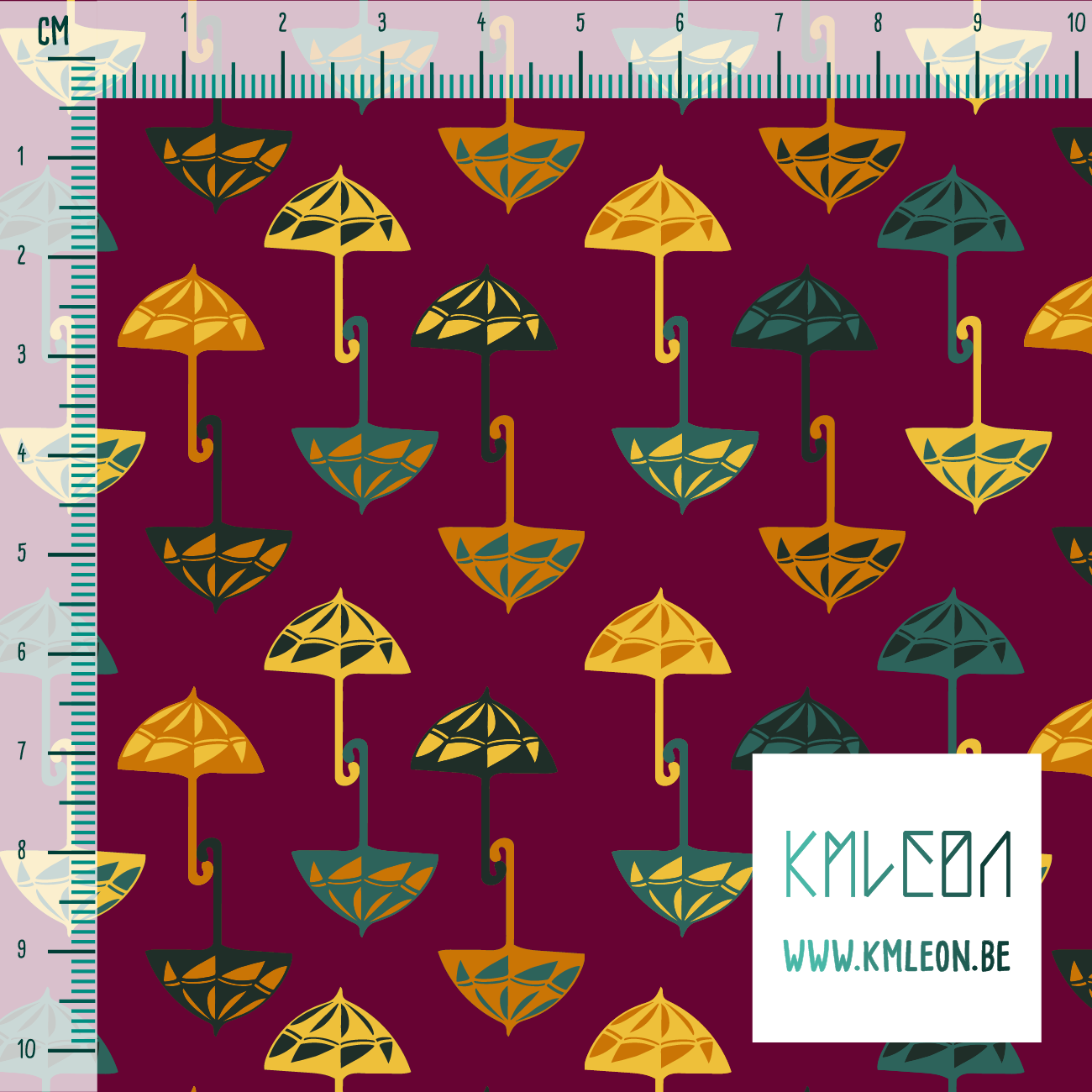 Gele, groene en oranje paraplu's stof