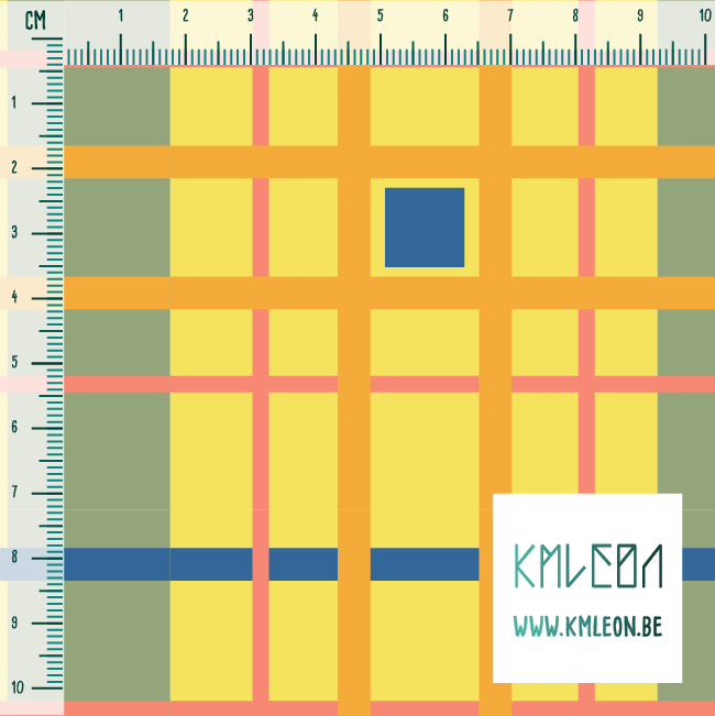 Oranje, roze en blauwe ruiten stof