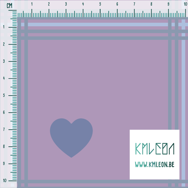 Blauwe ruiten met blauwe harten stof