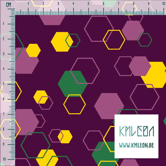 Willekeurige roze, gele en groene achthoeken stof