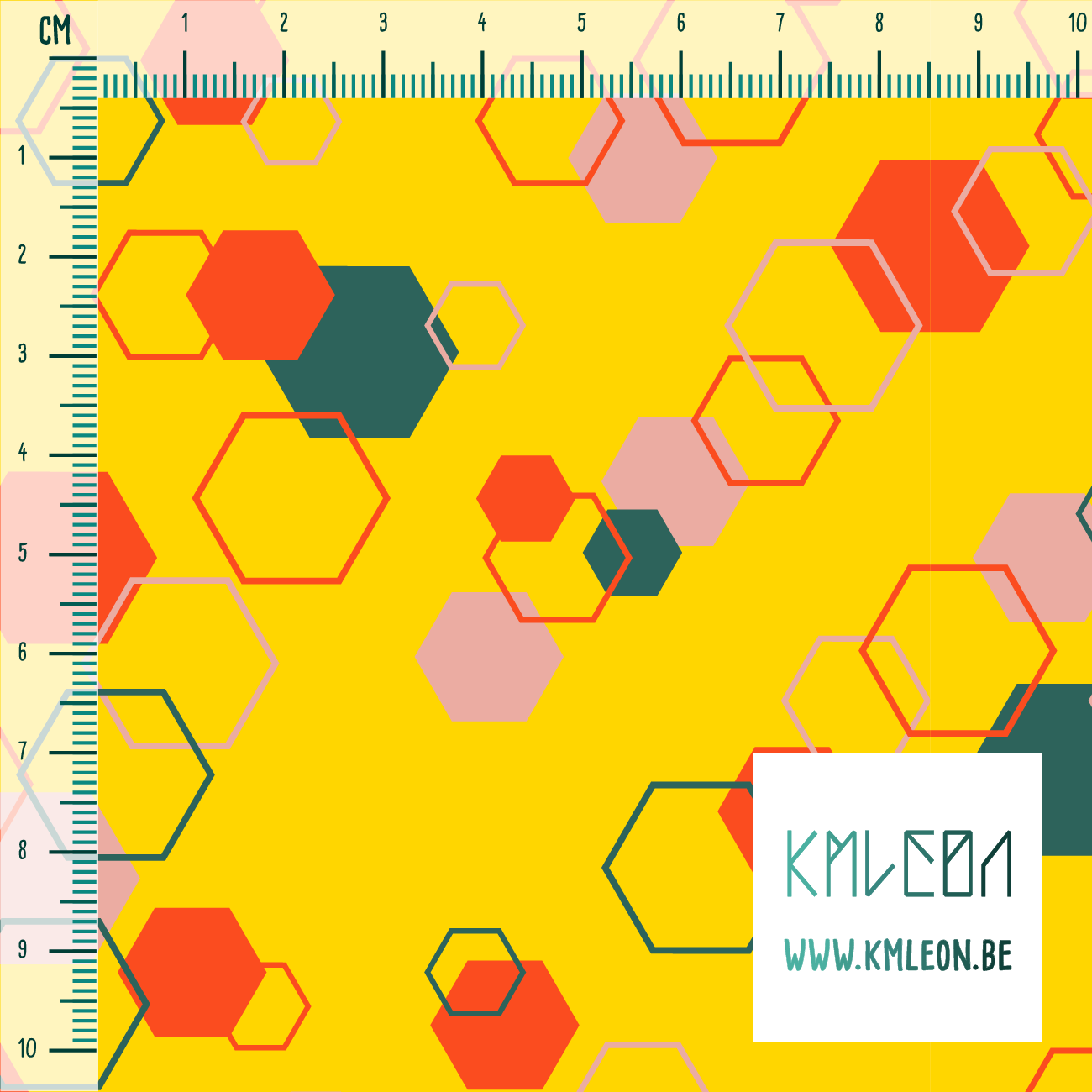 Willekeurige oranje, roze en groene achthoeken stof