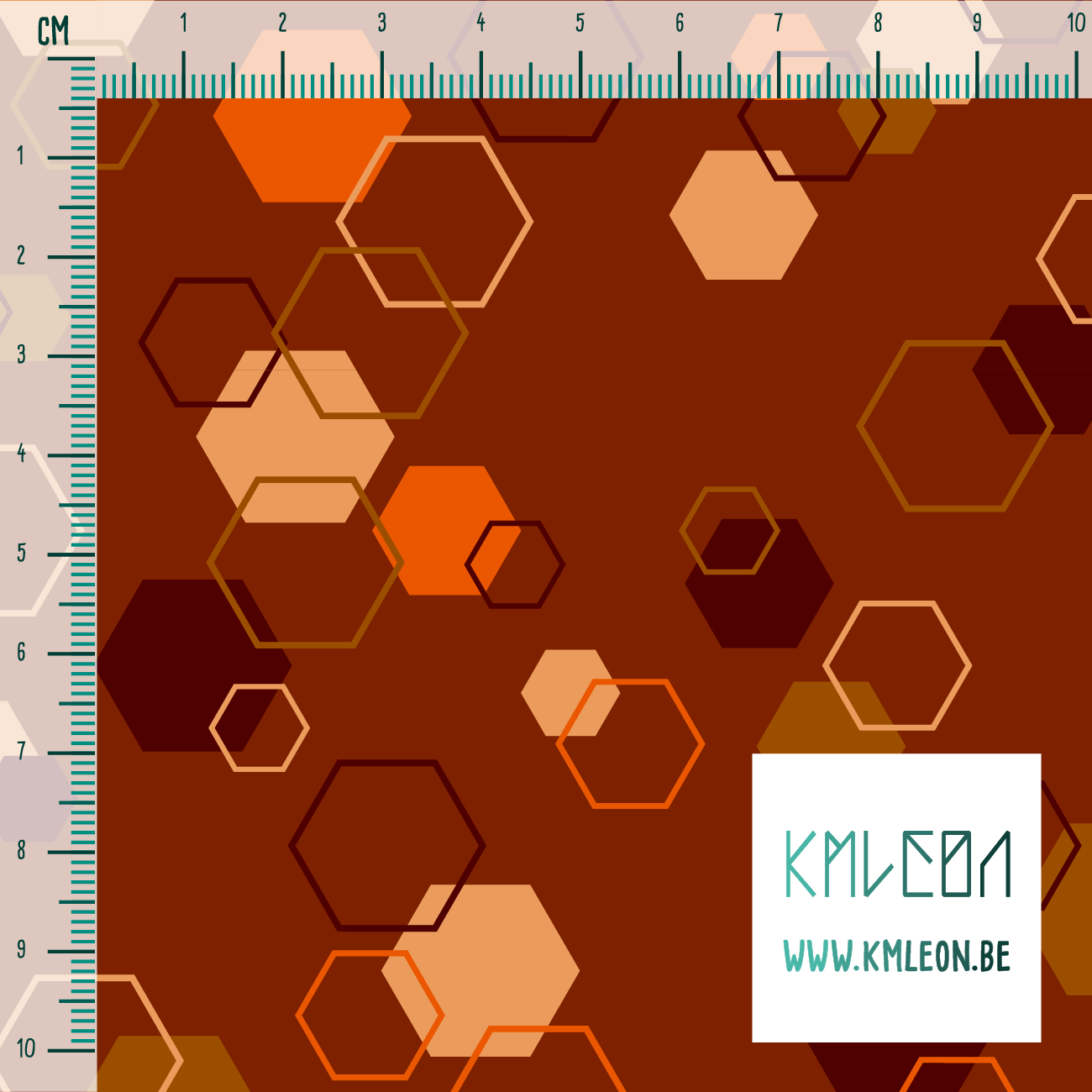 Willekeurige oranje, beige en bruine achthoeken stof