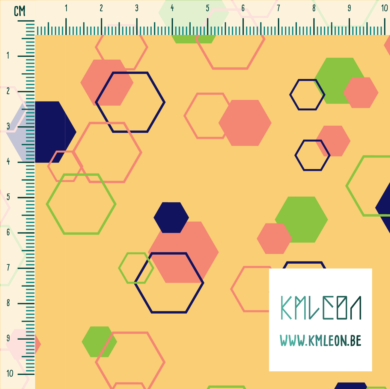 Willekeurige blauwe, groene en roze achthoeken stof